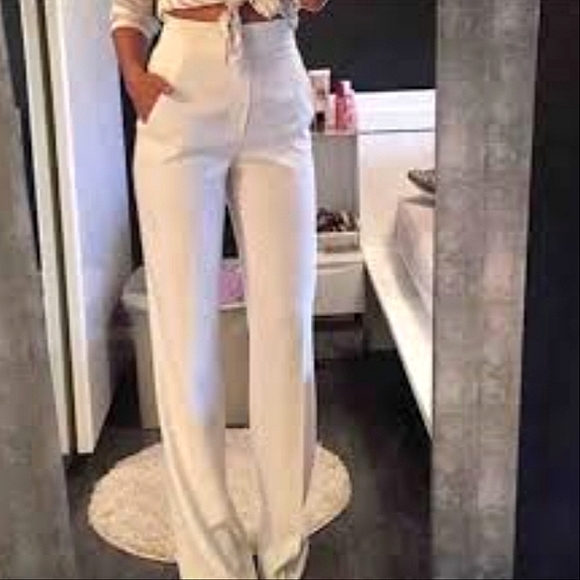 Zara Pants - NWT Zara High Waist Off-White Flare Trouses Pants, size XS
